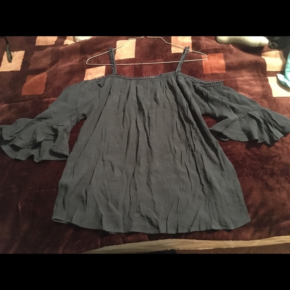 Navy blue off the shoulders blouse